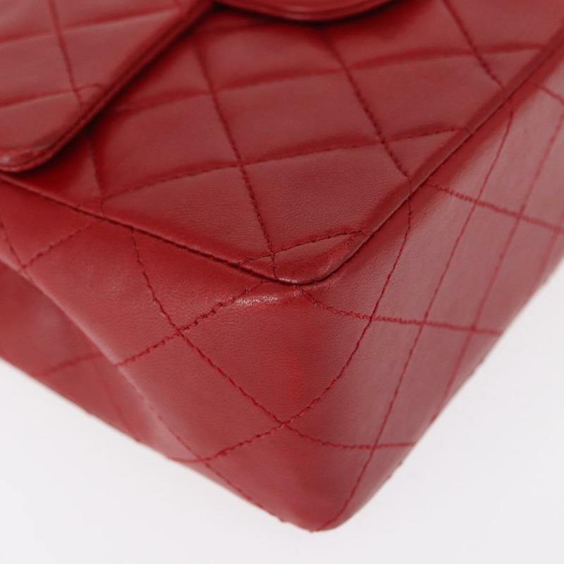 【日本直送】香奈兒 (CHANEL) 迷你絎縫 17 手提包,羊皮材質,紅色,金色雙C標誌,正品編號 156630SAV-14