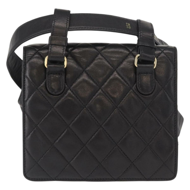 【日本直送】香奈兒 (CHANEL) Matelasse 腰包，羊皮材質，黑色，金色雙C標誌，貨號 156628V-1