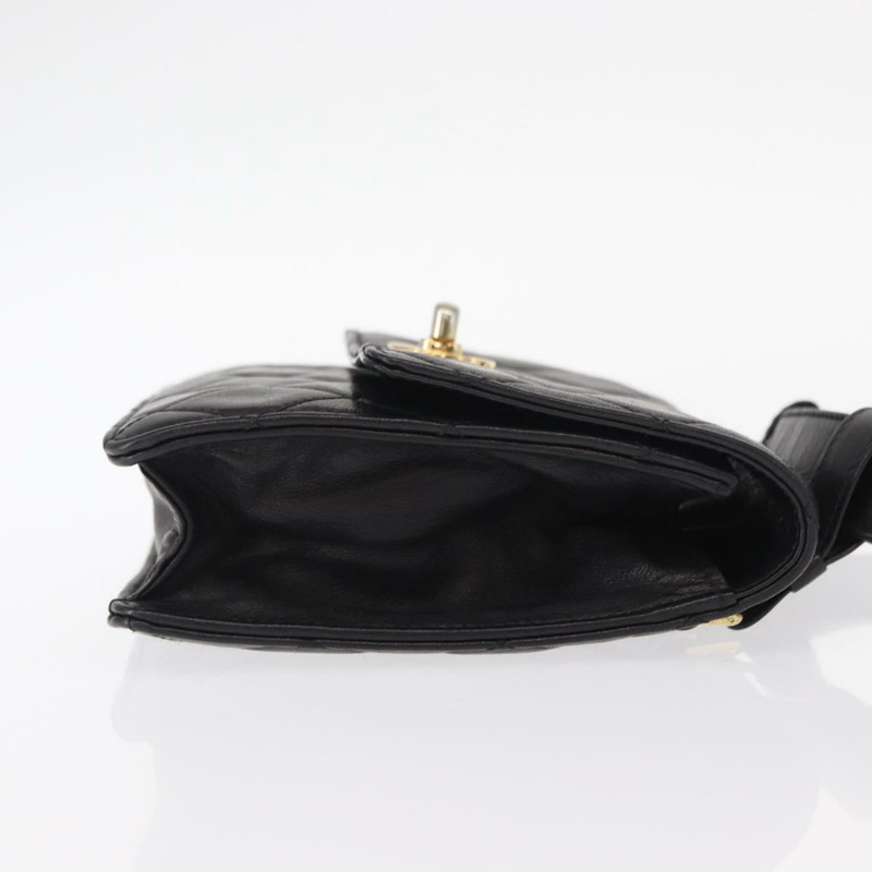 【日本直送】香奈兒 (CHANEL) Matelasse 腰包，羊皮材質，黑色，金色雙C標誌，貨號 156628V-2