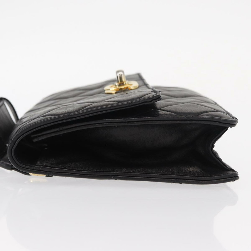 【日本直送】香奈兒 (CHANEL) Matelasse 腰包，羊皮材質，黑色，金色雙C標誌，貨號 156628V-3