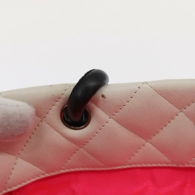 【日本直送】香奈兒 (CHANEL) 絎縫中型 Cambon 系列手提包，小牛皮材質，白色/黑色，CC 標誌，正品編號 156639V-14