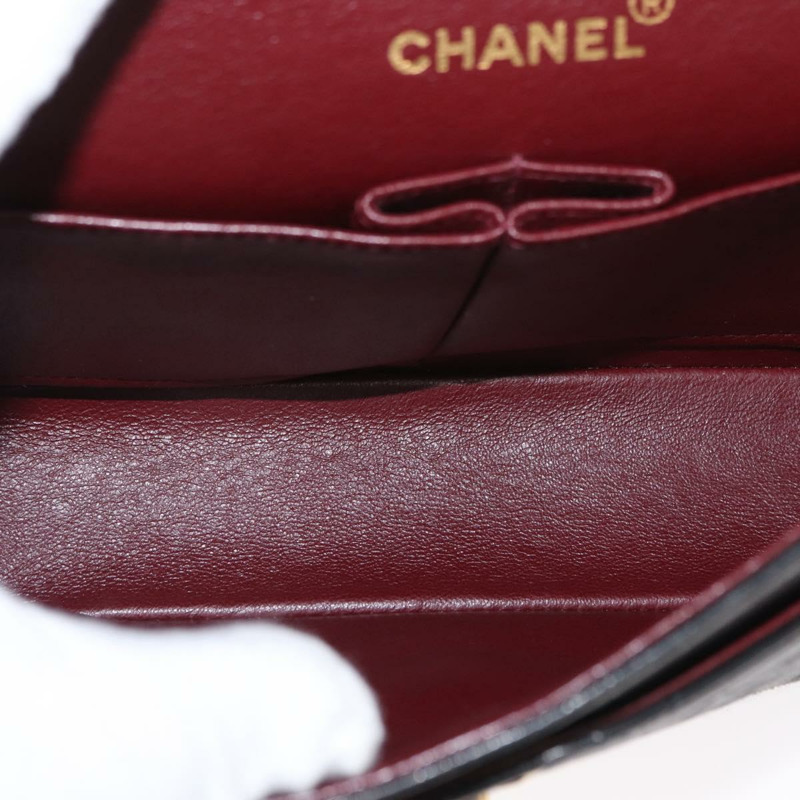 【日本直送】香奈兒鏈條雙蓋絎縫23包，羊皮材質，黑色金色雙C標誌，正品編號158357SM-9