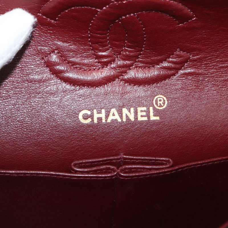 【日本直送】香奈兒鏈條雙蓋絎縫23包，羊皮材質，黑色金色雙C標誌，正品編號158357SM-23