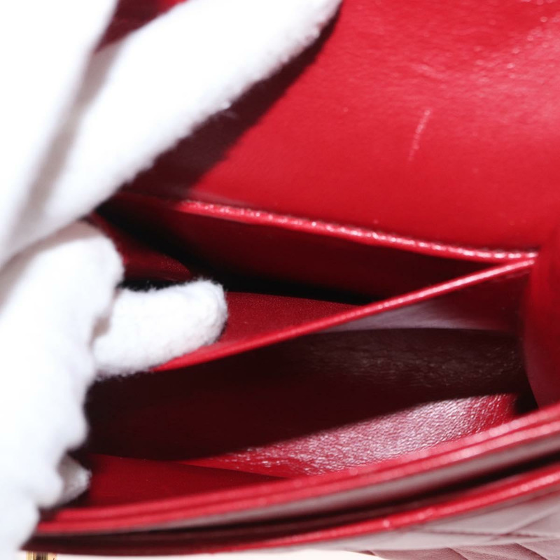 【日本直送】香奈兒鏈條雙蓋絎縫23包，羊皮材質，紅色金色雙C標誌，正品編號158356SAM-26