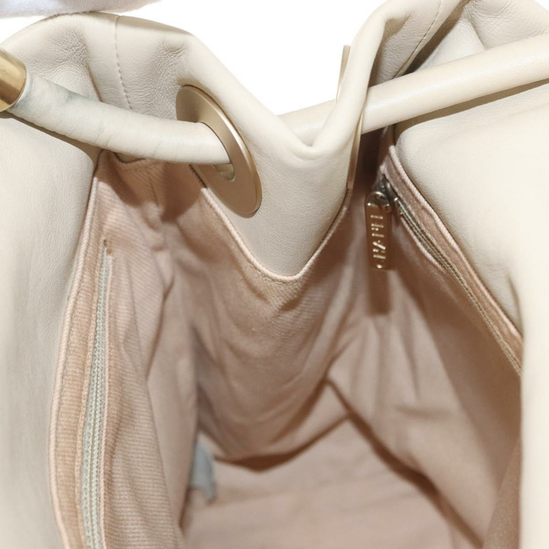 【日本直送】香奈兒山茶花手提包，象牙色皮革，金色雙C標誌，貨號151193V-20