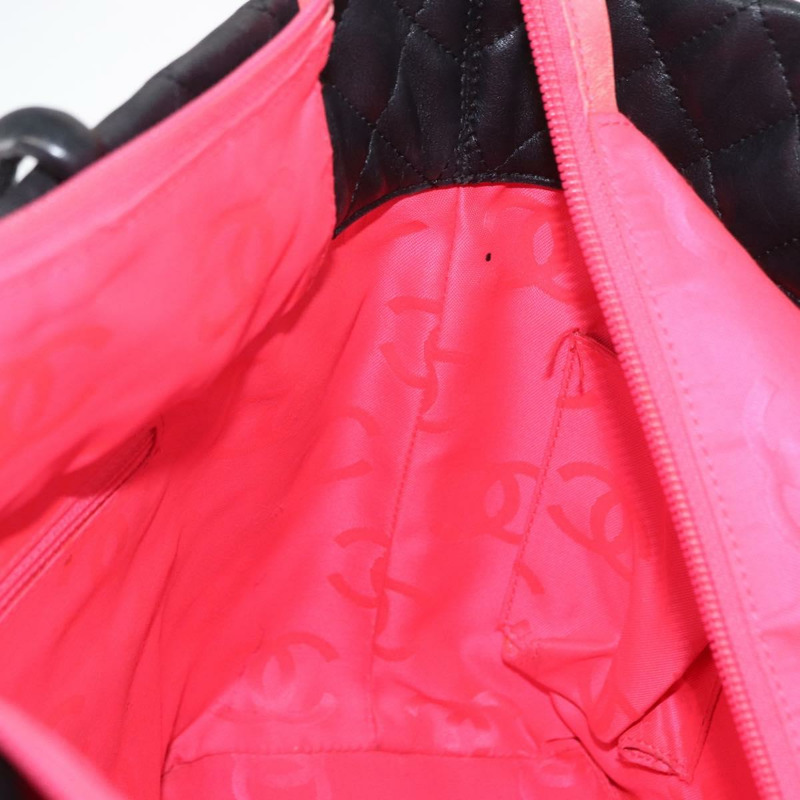 【日本直送】香奈兒 Cambon 系列手提包，黑色皮革，銀色雙C標誌，正品編號 157122SAV-18