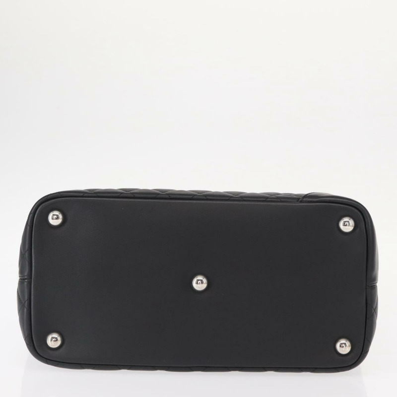 【日本直送】香奈兒 Cambon 系列黑色銀色雙C標誌皮革手提包，貨號 157150SM-4