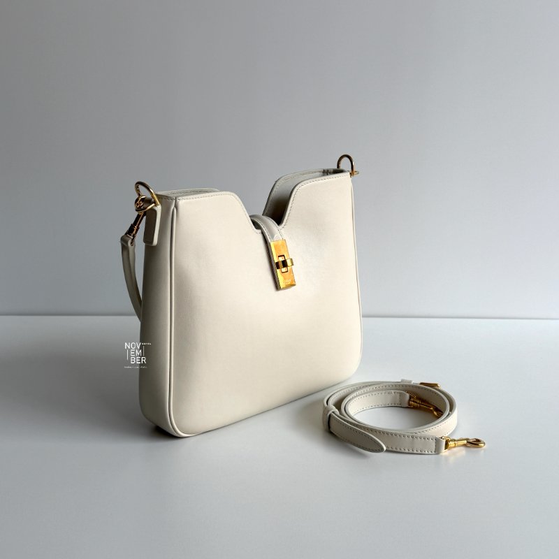 98新🫰🏻 Celine 瑟琳 Camille 16 Soft Bag腋下包 白色金釦-1