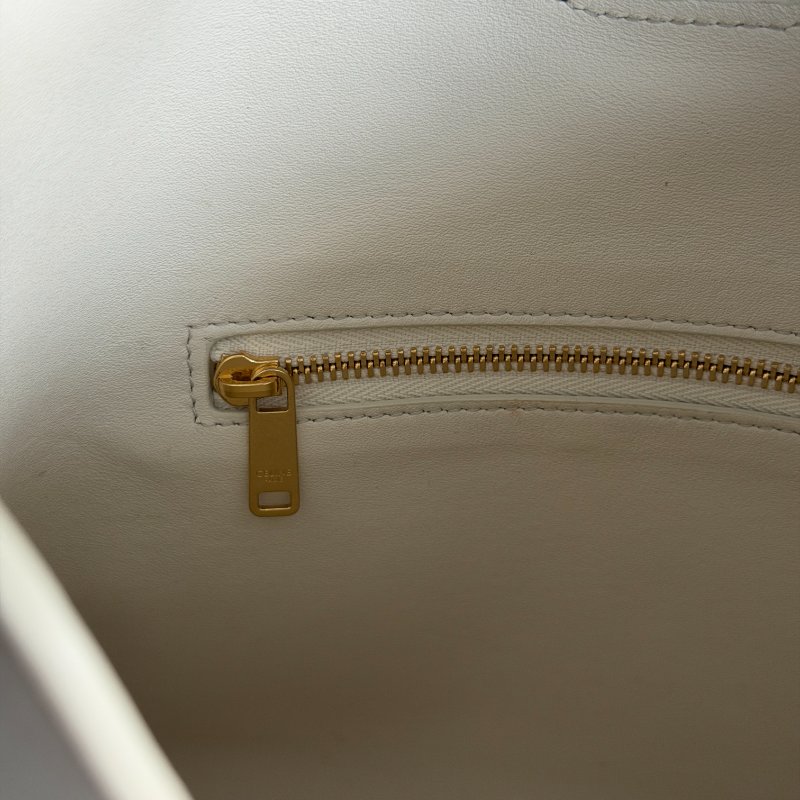 98新🫰🏻 Celine 瑟琳 Camille 16 Soft Bag腋下包 白色金釦-10