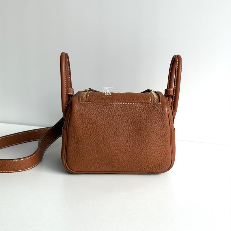 99新🆕 Hermès 愛馬仕 Lindy Mini 金棕金釦 二代-5