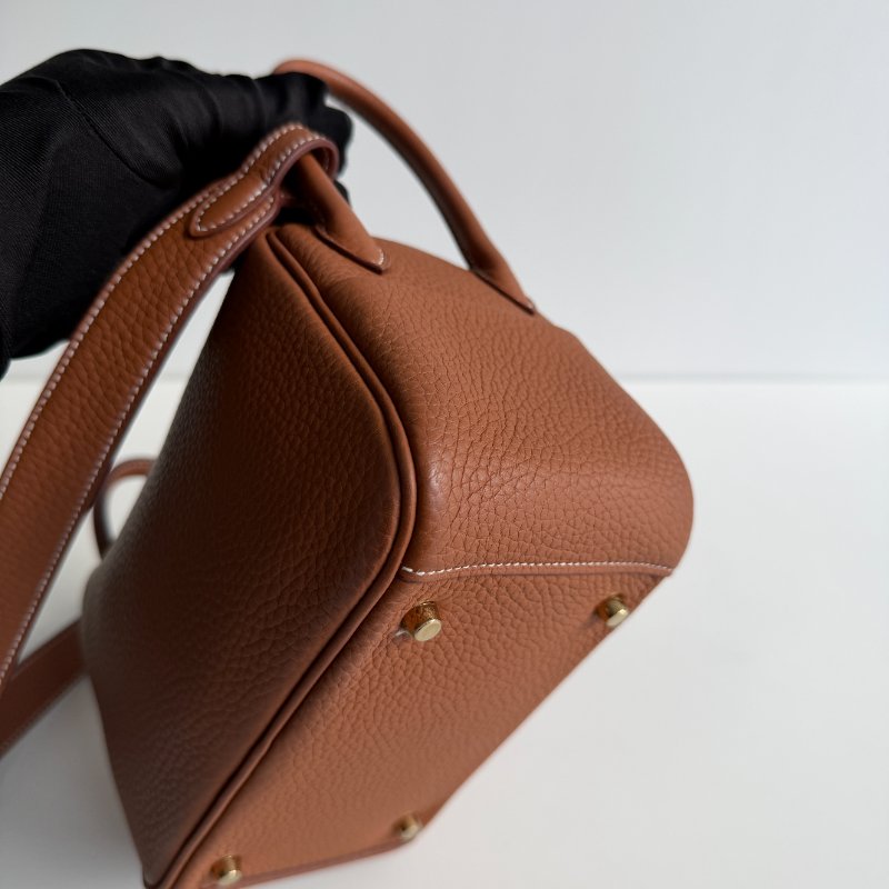 99新🆕 Hermès 愛馬仕 Lindy Mini 金棕金釦 二代-12