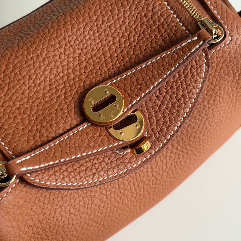 99新🆕 Hermès 愛馬仕 Lindy Mini 金棕金釦 二代-14
