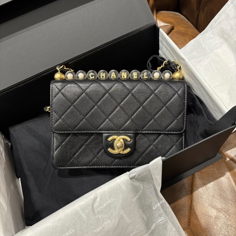 Chanel 珍珠CF橫版透明珍珠 全網最低價CF 金珠金扣 97%新-0
