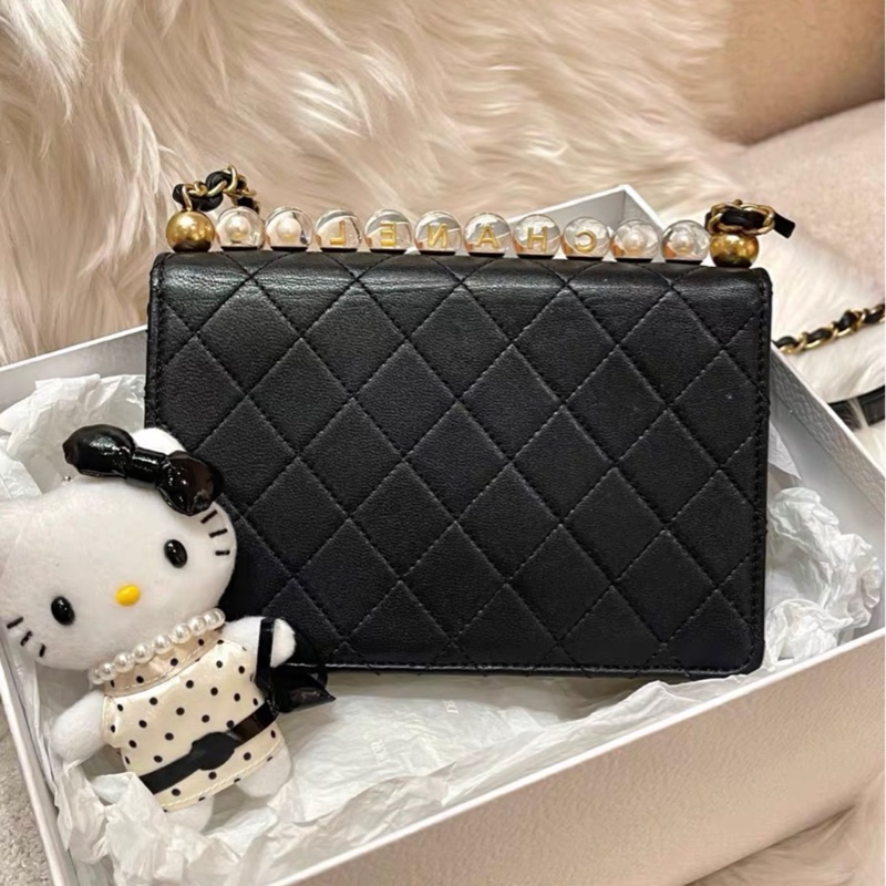 Chanel 珍珠CF橫版透明珍珠 全網最低價CF 金珠金扣 97%新-1