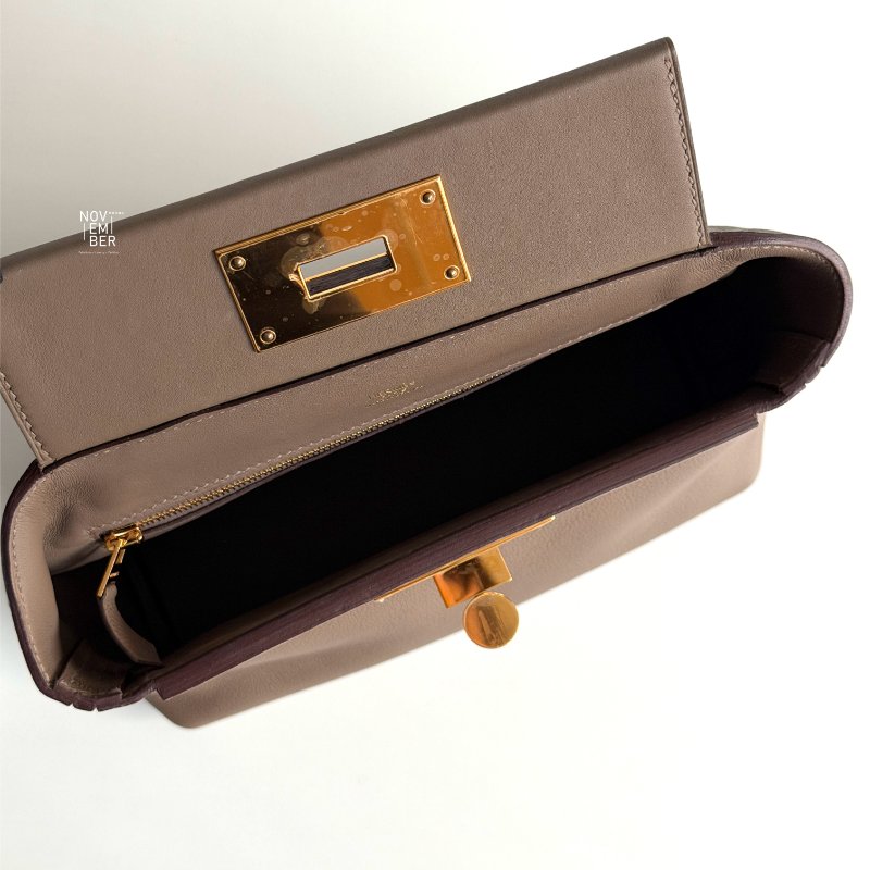 99新🆕 全配有購證🙌🏻 Hermès 愛馬仕 2424 mini 大象灰金釦-3