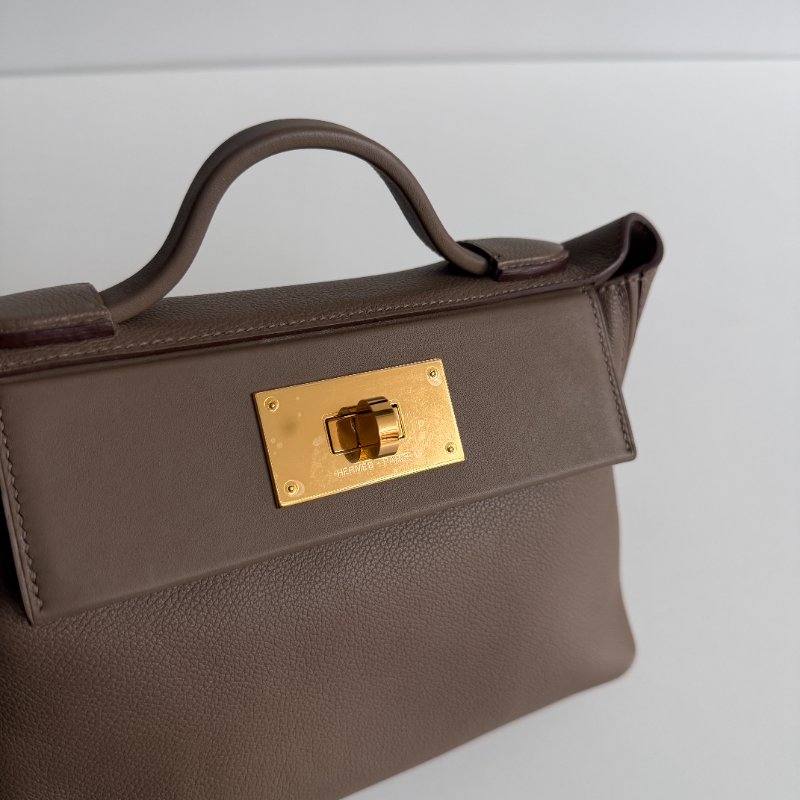 99新🆕 全配有購證🙌🏻 Hermès 愛馬仕 2424 mini 大象灰金釦-11