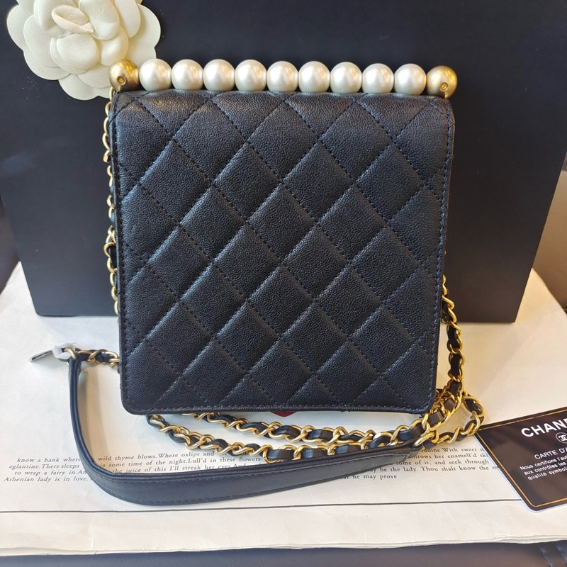 Chanel珍珠黑金CF方形特別款 全網最低價 97%新-1