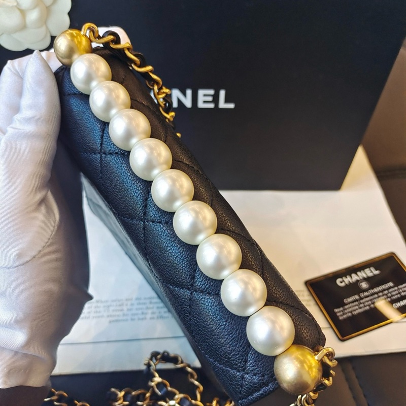 Chanel珍珠黑金CF方形特別款 全網最低價 97%新-4