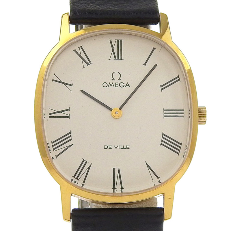 歐米茄碟飛系列女士腕錶，625型機芯，不鏽鋼錶殼搭配皮革錶帶，手動上鍊，指針式顯示，白色錶盤-0