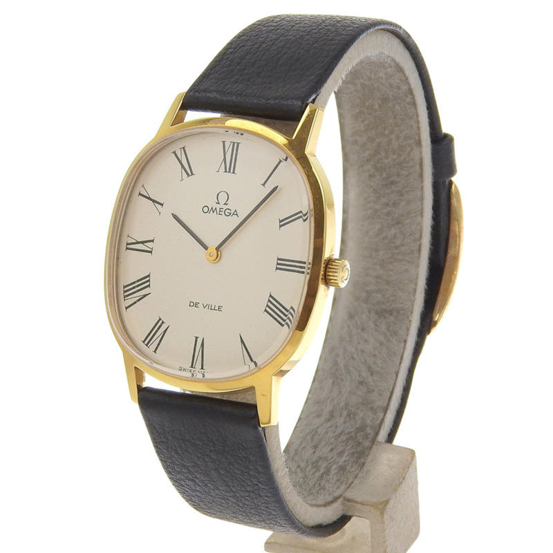 歐米茄碟飛系列女士腕錶，625型機芯，不鏽鋼錶殼搭配皮革錶帶，手動上鍊，指針式顯示，白色錶盤-1