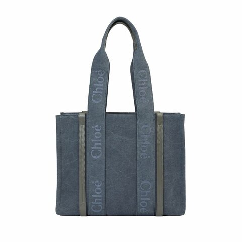 Chloe Woody Tote Bag for Women in Dusky Blue - CHC24AS383N93-40X