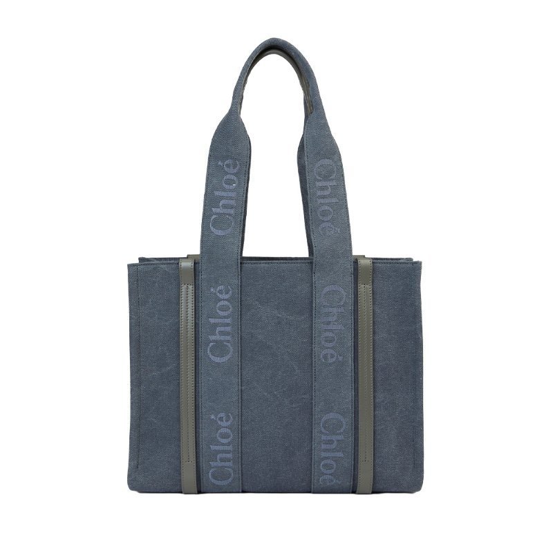 Chloe Woody Tote Bag for Women in Dusky Blue - CHC24AS383N93-40X-0