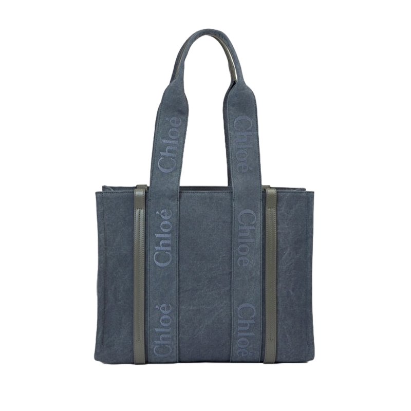 Chloe Woody Tote Bag for Women in Dusky Blue - CHC24AS383N93-40X-2
