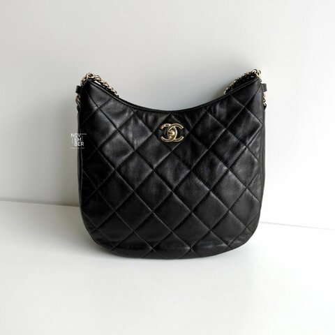 99新🆕 全配有購證🙌🏻 Chanel 香奈兒 Hobo 黑色金鏈