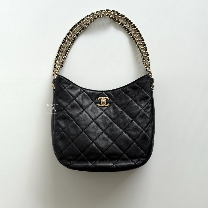 99新🆕 全配有購證🙌🏻 Chanel 香奈兒 Hobo 黑色金鏈-2