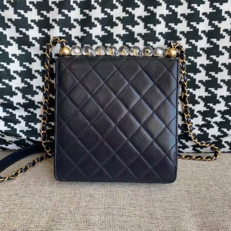 Chanel CF方形翻蓋小包 透明珍珠 黑金 85%New 全網最低價-1