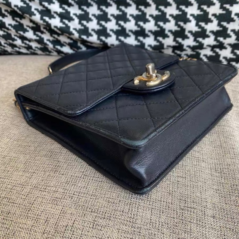 Chanel CF方形翻蓋小包 透明珍珠 黑金 85%New 全網最低價-3