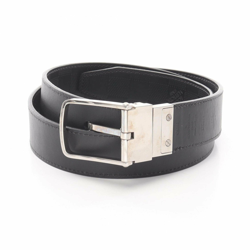 路易威登 Santur 波士頓皮帶，皮革和塗層帆布材質，飾以 Damier Infini 圖案，男士，黑色，M9674-4