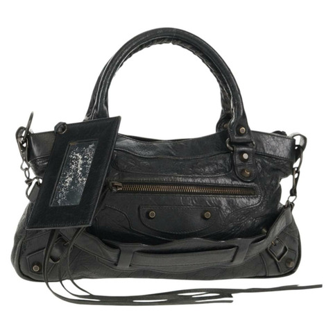 BALENCIAGA The First 手提包 皮革 2way 黑色 103208 Auth am9518V