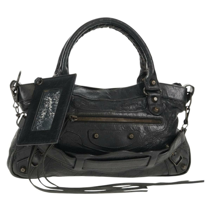 【日本直送】BALENCIAGA The First 手提包 皮革 2way 黑色 103208 Auth am9518V-0