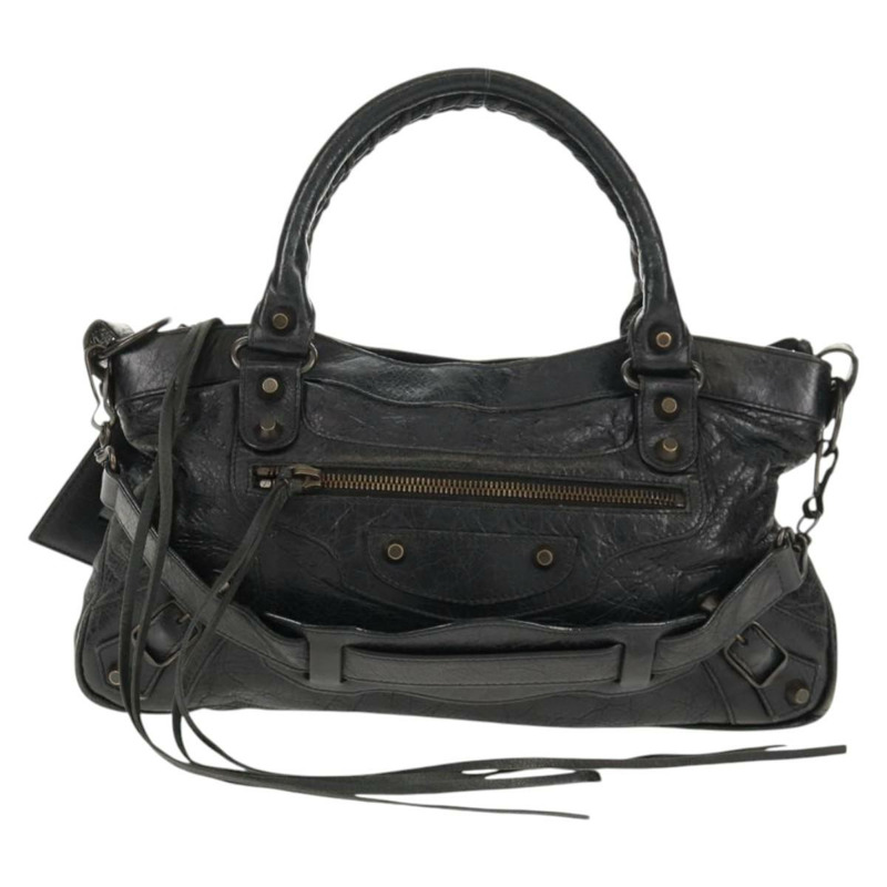 【日本直送】BALENCIAGA The First 手提包 皮革 2way 黑色 103208 Auth am9518V-12