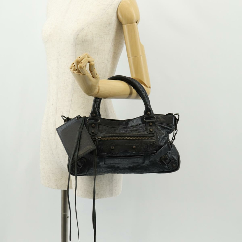 【日本直送】BALENCIAGA The First 手提包 皮革 2way 黑色 103208 Auth am9518V-27