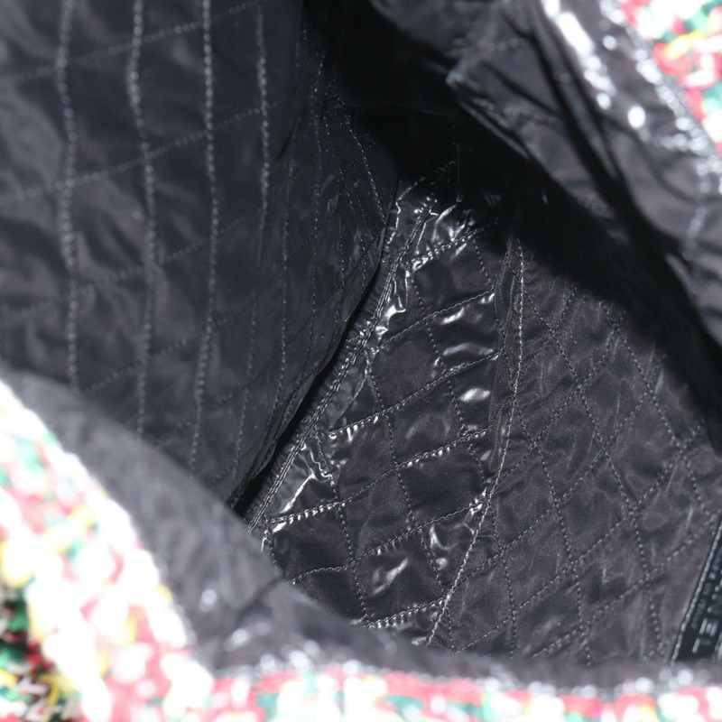 【日本直送】香奈兒 (CHANEL) 多色斜紋軟呢手提包，銀色雙C標誌，貨號 134345SAM-19