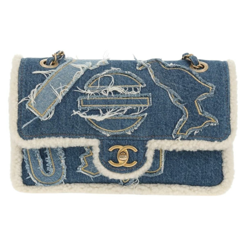 【日本直送】香奈兒鏈條單背包 牛仔藍 金色雙C標誌 正品 BA7486SM-1