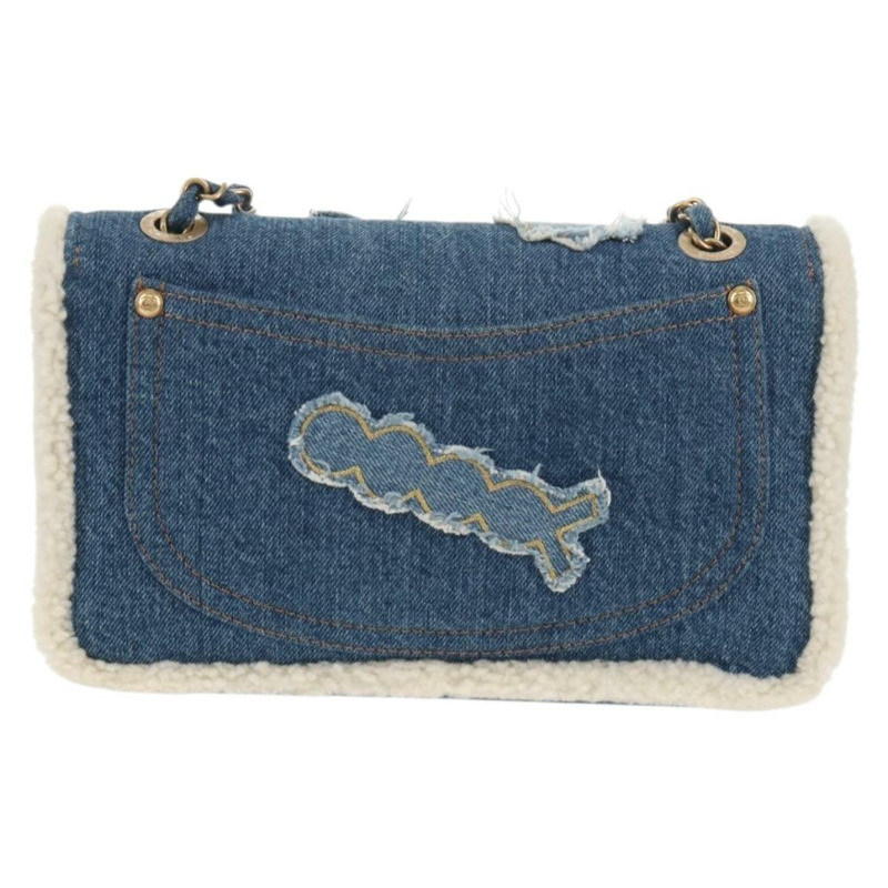 【日本直送】香奈兒鏈條單背包 牛仔藍 金色雙C標誌 正品 BA7486SM-2