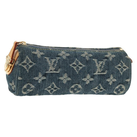 路易威登 Monogram Denim Trousse Speedy GM 手拿包 藍色 M95081 LV Auth 153581V