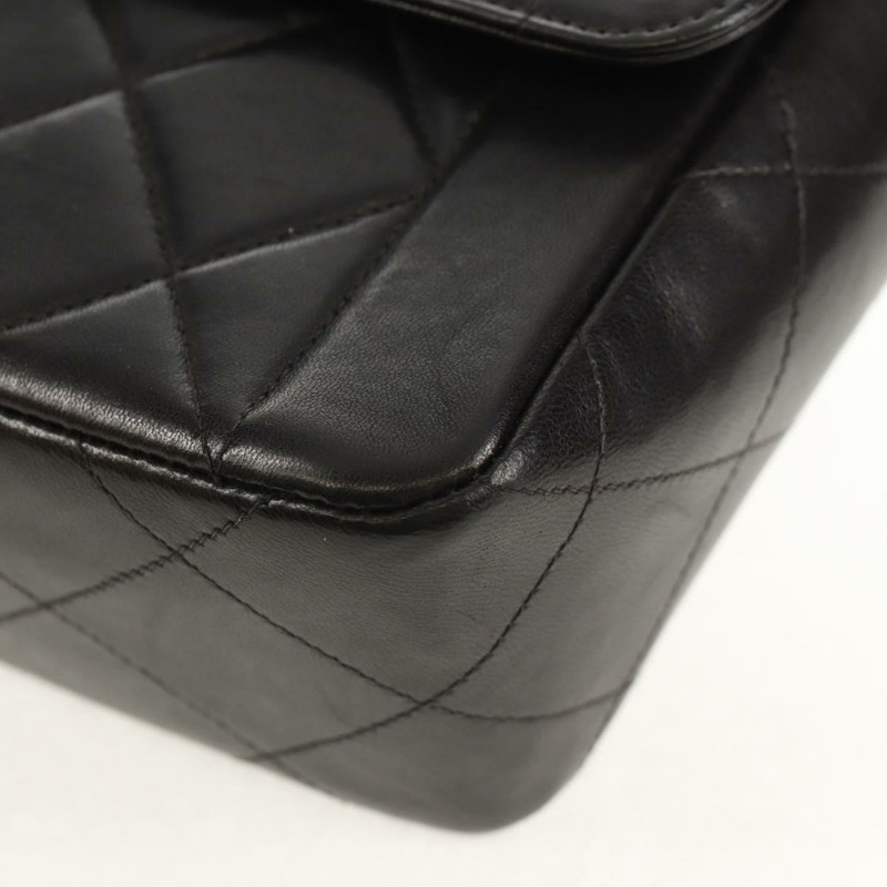 【日本直送】香奈兒 (CHANEL) 絎縫鏈條手提包,羊皮材質,黑色,金色雙C標誌,正品編號 yk19760V-11
