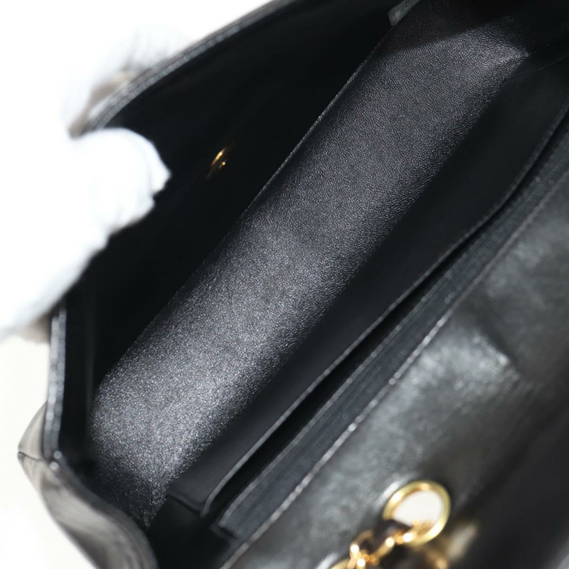 【日本直送】香奈兒 (CHANEL) 絎縫鏈條手提包,羊皮材質,黑色,金色雙C標誌,正品編號 yk19760V-19