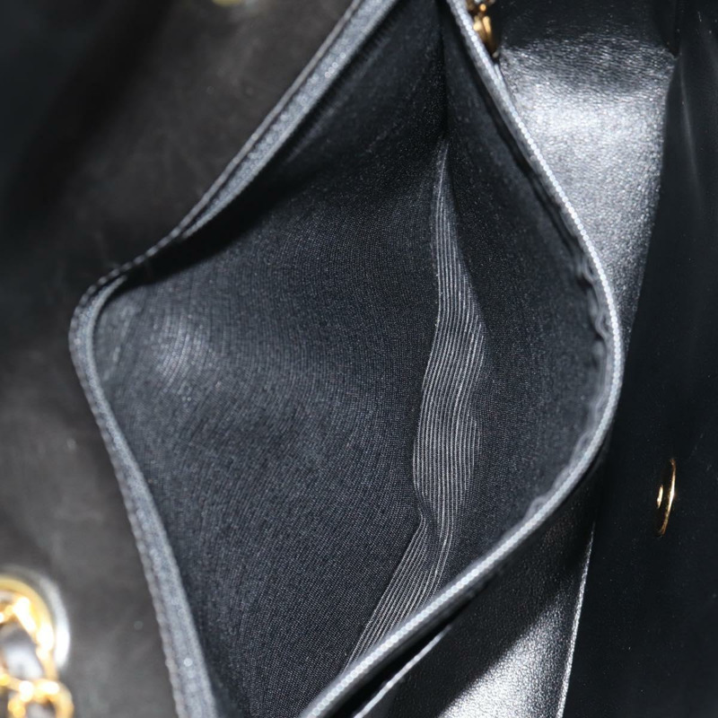 【日本直送】香奈兒 (CHANEL) 絎縫鏈條手提包,羊皮材質,黑色,金色雙C標誌,正品編號 yk19760V-23