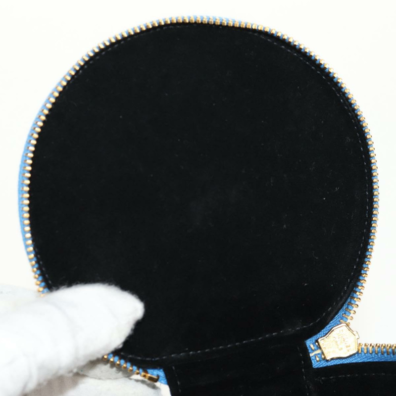 【日本直送】香奈兒 COCO 標誌珠寶盒 魚子醬皮 藍色金色 CC Auth 152911V-13