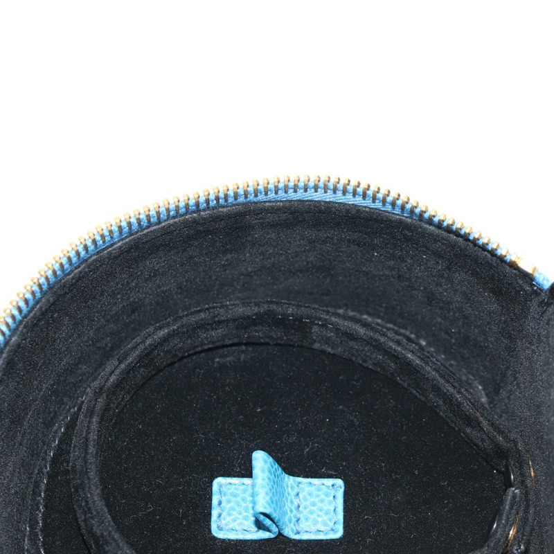 【日本直送】香奈兒 COCO 標誌珠寶盒 魚子醬皮 藍色金色 CC Auth 152911V-16