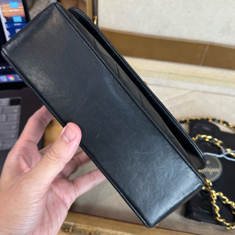 上架中🔑Chanel 古董黑金羊小黛妃coco金釦鍊包(子母包)-6