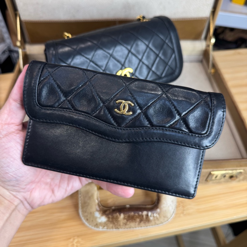上架中🔑Chanel 古董黑金羊小黛妃coco金釦鍊包(子母包)-18