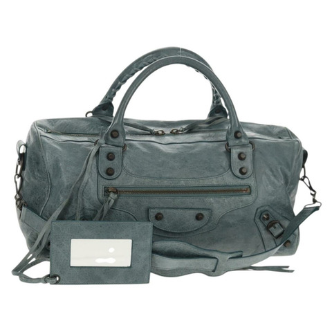 BALENCIAGA Twiggy 手提包，皮革材質，兩用，淺藍色，貨號 128523，正品號 150973V