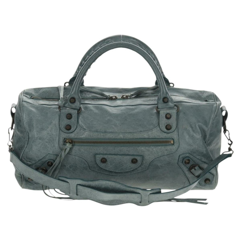 【日本直送】BALENCIAGA Twiggy 手提包，皮革材質，兩用，淺藍色，貨號 128523，正品號 150973V-1