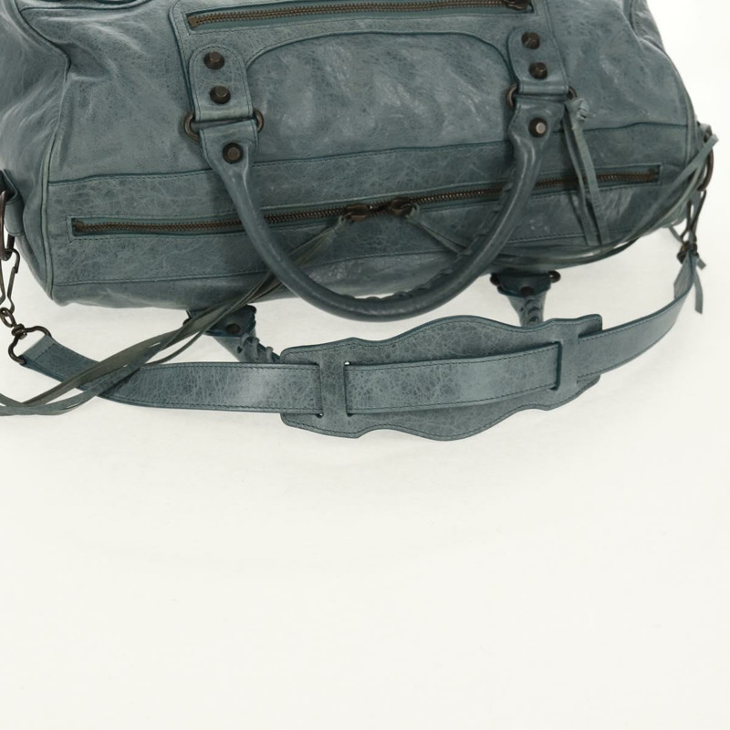 【日本直送】BALENCIAGA Twiggy 手提包，皮革材質，兩用，淺藍色，貨號 128523，正品號 150973V-8